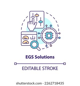 EGS solutions concept icon. Enhanced geothermal system. Thermal energy trend abstract idea thin line illustration. Isolated outline drawing. Editable stroke. Arial, Myriad Pro-Bold fonts used