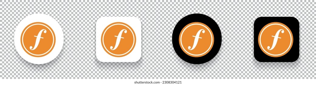 e-Gulden (EFL)  crypto currency logo symbol set isolated on transparent background vector