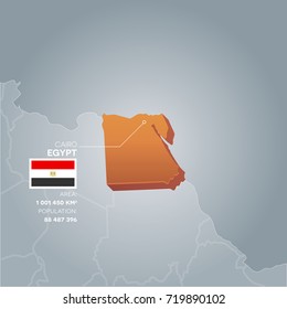 Egypt 3d map with information of area and population of the country.