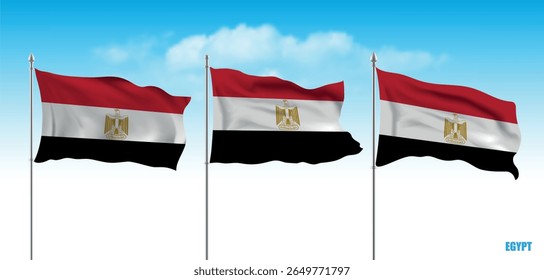 Egypt 3d rendering flag series. Vector illustration.
