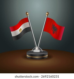 Las banderas de tabla de EGIPTO y Albania tienen relación con el fondo de gradiente. Ilustración vectorial