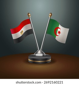 EGYPT and Algeria table flags relation  with gradient backgrund. Vector Illustration