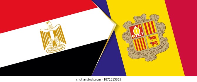 Ägypten und Andorra Flaggen, zwei Vektorflaggen Symbol für Beziehung oder Konfrontation.