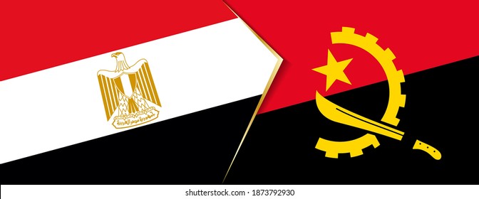 Egypt and Angola flags, two vector flags symbol of relationship or confrontation.