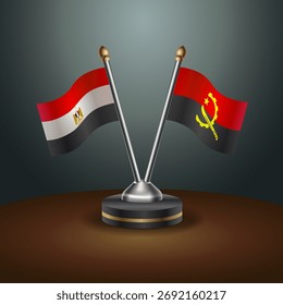 EGYPT and Angola table flags relation  with gradient backgrund. Vector Illustration
