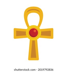 Egypt ankh cross icon. Flat illustration of Egypt ankh cross vector icon isolated on white background