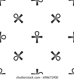 Egypt Ankh symbol pattern repeat seamless in black color for any design. Vector geometric illustration
