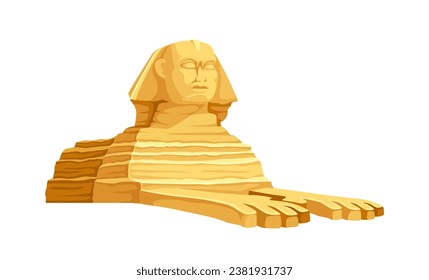 Egypt architecture element concept. Yellow and sand sphinx. History and culture of ancient Africa. Graphic element for website. Cartoon flat vector illustration isolated on white background