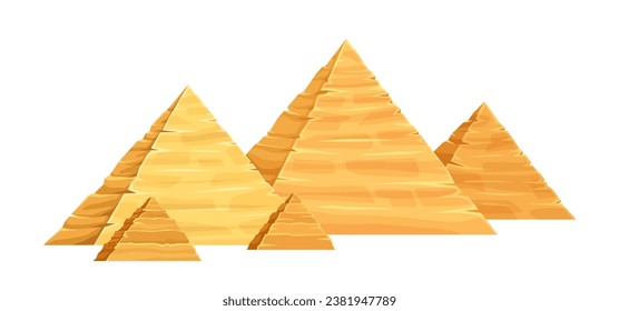 Egypt architecture element concept. Yellow and sand pyramids. History and culture of ancient Africa. Graphic element for website. Cartoon flat vector illustration isolated on white background