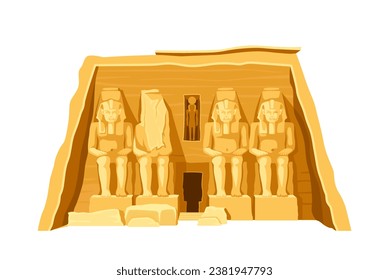 Egypt architecture element concept. Yellow columns and statues. History and culture of ancient Africa. Poster or banner. Cartoon flat vector illustration isolated on white background