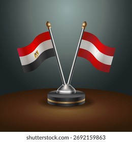 La tabla de EGIPTO y Austria marca la relación con el fondo de degradado. Ilustración vectorial