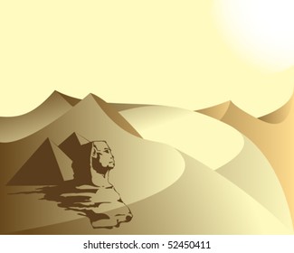 Egypt background with Sphinx and desert