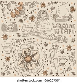 Egypt. Background with a sphinx. Welcome to Egypt