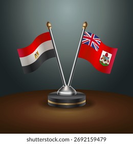 ÄGYPTEN und Bermuda-Tabelle kennzeichnet Beziehung mit Farbverlauf-Hintergrund. Vektorgrafik