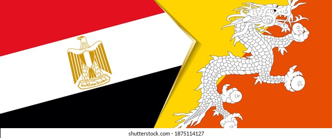 Banderas de Egipto y Bután, dos banderas vectoriales símbolo de relación o confrontación.