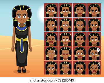 Egypt Black Dress Cartoon Emotion faces Vector Illustration