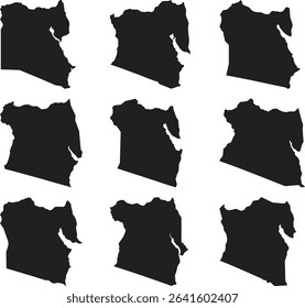 Egypt black map silhouette vector style with white background