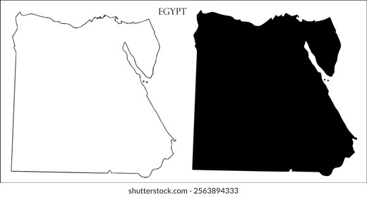 Egypt Blank Map, Egypt Map Outline Vector Images