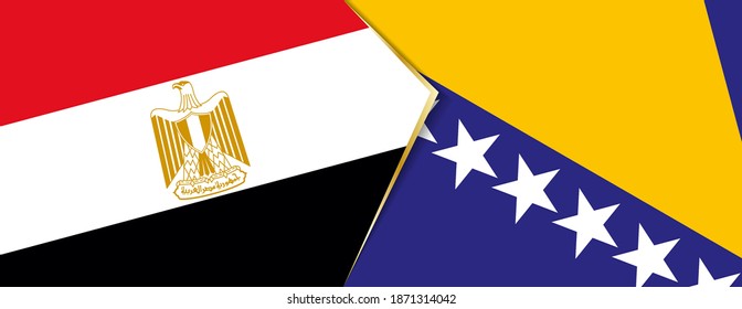 Egypt and Bosnia and Herzegovina flags, two vector flags symbol of relationship or confrontation.
