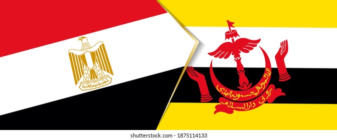 Egypt and Brunei flags, two vector flags symbol of relationship or confrontation.