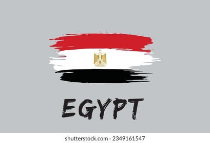Egypt brush painted national country flag Painted texture white background National day or Independence day design for celebration Vector illustration