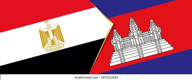 Ägypten und Kambodscha Flaggen, zwei Vektorfahnen Symbol für Beziehung oder Konfrontation.