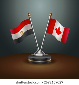 ÄGYPTEN und Kanada Tabellenflaggenbeziehung mit Farbverlauf-Hintergrund. Vektorgrafik