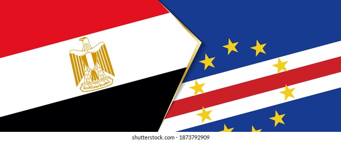 Egypt and Cape Verde flags, two vector flags symbol of relationship or confrontation.