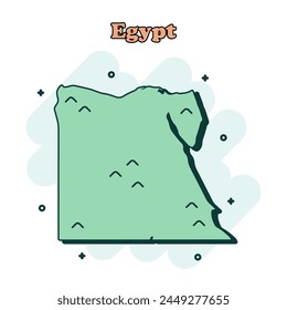 Egypt cartoon colored map icon in comic style. Country sign illustration pictogram. Nation geography splash business concept.
