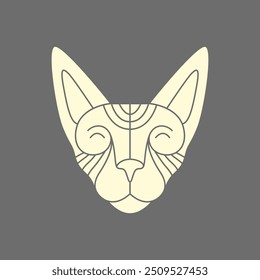 vetor de design de logotipo da linha da cabeça da cara do gato no egito