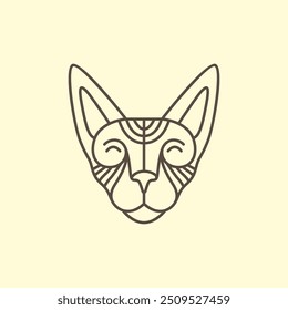 egypt cat face head line logo design vector