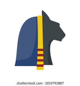 Egypt cat head icon. Flat illustration of Egypt cat head vector icon isolated on white background