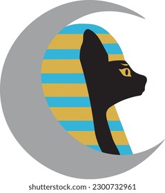 Egypt, cat, moon, Pharaoh vector