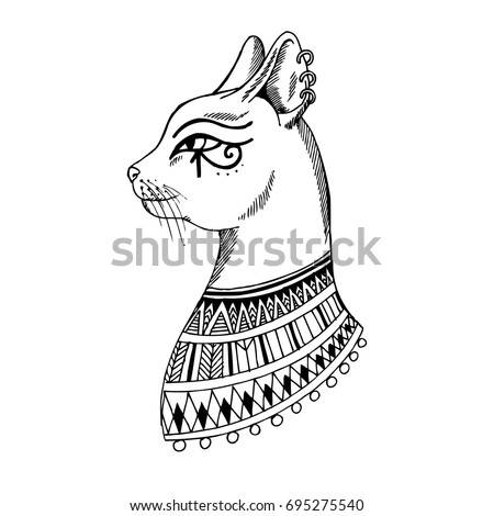 Egypt Cat Sketch Stock Vector (Royalty Free) 695275540 - Shutterstock