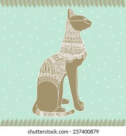 Egypt cat tender vector graphic illustration design art