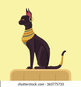 Egypt cat. Vector flat illustration