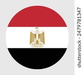 Egypt circle flag. Button flag icon. Standard color. Round button icon. 3d ICONS. The circle icon. Computer illustration. Digital illustration. Vector illustration.
