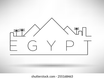 Egypt City Line Silhouette Typographic Design