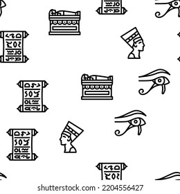 Egypt Civilization Landscape vector seamless pattern thin line illustration