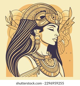 Egypt Cleopatra illustration is regal and captivating, perfect for designs that embody power and strength