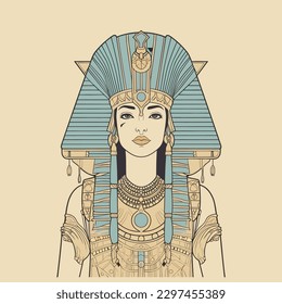 Egypt Cleopatra illustration is regal and captivating, perfect for designs that embody power and strength