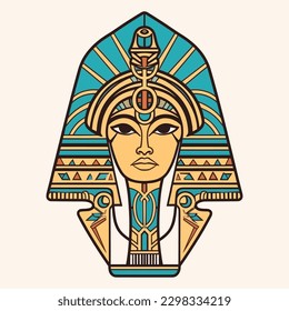 La ilustración de la Cleopatra en Egipto es regal y cautivadora, perfecta para diseños que encarnan el poder y la fuerza