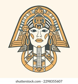 La ilustración de la Cleopatra en Egipto es regal y cautivadora, perfecta para diseños que encarnan el poder y la fuerza