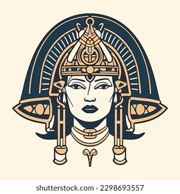 La ilustración de la Cleopatra en Egipto es regal y cautivadora, perfecta para diseños que encarnan el poder y la fuerza