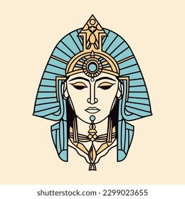 La ilustración de la Cleopatra en Egipto es regal y cautivadora, perfecta para diseños que encarnan el poder y la fuerza