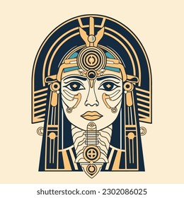 La ilustración de la Cleopatra en Egipto es regal y cautivadora, perfecta para diseños que encarnan el poder y la fuerza