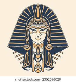 La ilustración de la Cleopatra en Egipto es regal y cautivadora, perfecta para diseños que encarnan el poder y la fuerza