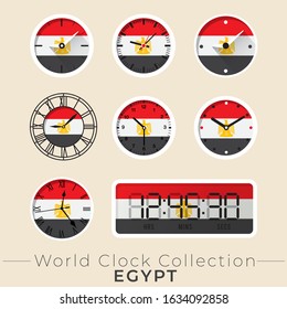 Egypt clock : Set of national flag clock : Vector Illustration