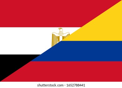 egypt and colombia flag. vector background