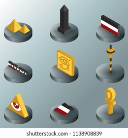 Egypt color isometric icons